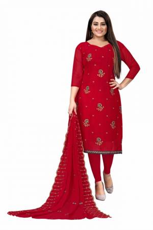 Beautiful Floral Embroidery Georgette unstitched dress material