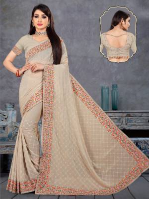 Latest Designer Embroidery With Siroski Work Georgette Saree with Blouse