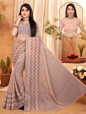 Latest Designer Embroidery With Siroski Work Organza Saree with Blouse