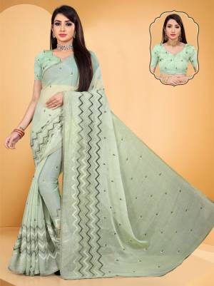 Latest Designer Embroidery With Siroski Work Organza Saree with Blouse