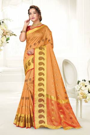 Designer Weaving Jacquard Cotton Handloom Saree with Blouse