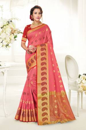 Designer Weaving Jacquard Cotton Handloom Saree with Blouse