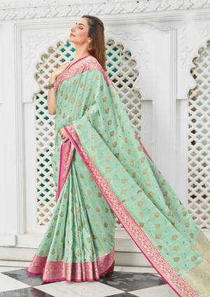 Beautiful Designer Weaving Jacquard Cotton Handloom Saree with Blouse