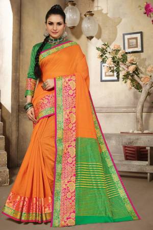 Beautiful Designer Weaving Jacquard Cotton Handloom Saree with Blouse