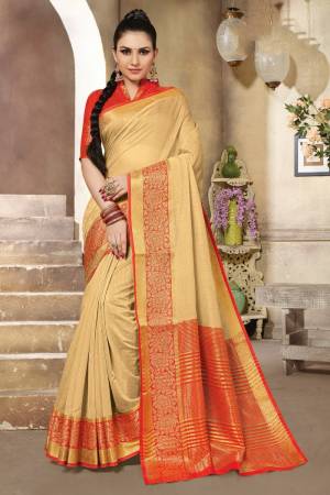 Beautiful Designer Weaving Jacquard Cotton Handloom Saree with Blouse