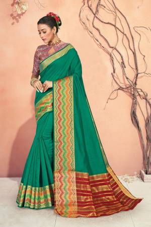 Designer Weaving Jacquard Cotton Handloom Saree with Blouse