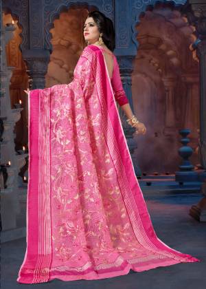 Exclusive Designer Floral Embroidery Supernet Saree with Blouse