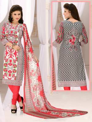 Beautiful Designer Printed With Mirror Work Pure Cotton Unstitched Dress Material