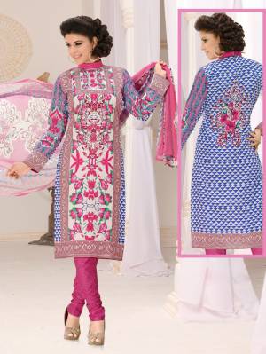 Beautiful Designer Printed With Mirror Work Pure Cotton Unstitched Dress Material