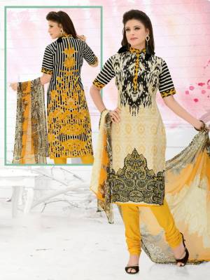 Beautiful Designer Printed With Mirror Work Pure Cotton Unstitched Dress Material
