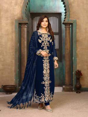 Exclusive Designer Embroidery Faux Georgette Semi-Stitched Salwar Suit