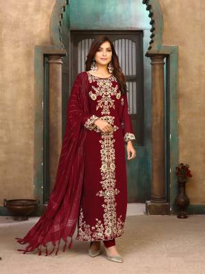 Exclusive Designer Embroidery Faux Georgette Semi-Stitched Salwar Suit