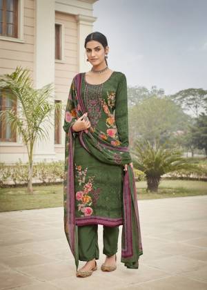 Designer Print with Embroidery & Stone Work French Crepe Unstitched Dress Material