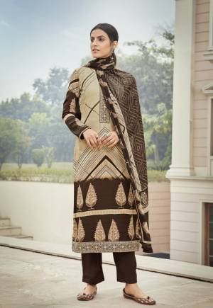 Designer Print with Embroidery & Stone Work French Crepe Unstitched Dress Material