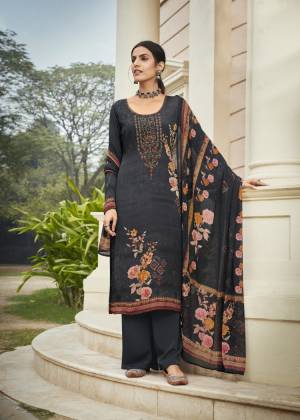 Designer Print with Embroidery & Stone Work French Crepe Unstitched Dress Material