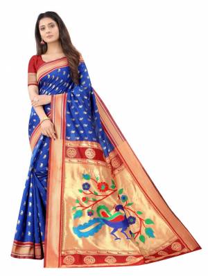 Designer Paithani Weaving Work Soft Silk Saree with Blouse