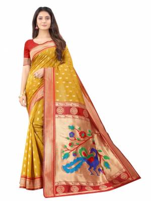 Designer Paithani Weaving Work Soft Silk Saree with Blouse