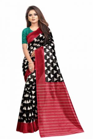 Beautiful Designer Printed Soft Raw Silk Saree with Blouse