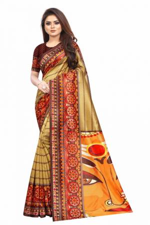 Beautiful Designer Printed Soft Raw Silk Saree with Blouse