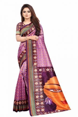 Beautiful Designer Printed Soft Raw Silk Saree with Blouse