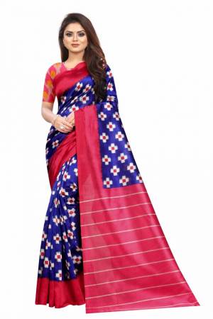 Beautiful Designer Printed Soft Raw Silk Saree with Blouse