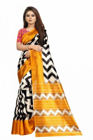 Beautiful Designer Printed Soft Raw Silk Saree with Blouse