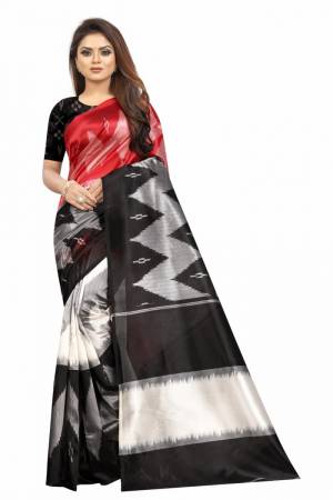 Beautiful Designer Printed Soft Raw Silk Saree with Blouse