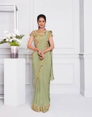 Beautiful Designer Heavy Work Lycre Saree with Blouse