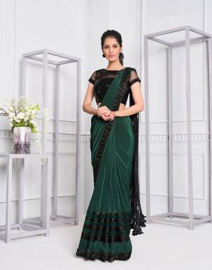 Beautiful Designer Heavy Work Lycre Saree with Blouse