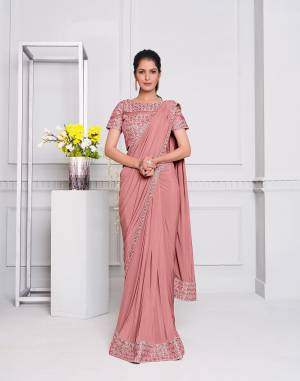 Beautiful Designer Heavy Work Lycra Saree with Blouse