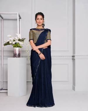 Beautiful Designer Heavy Work Lycra Saree with Blouse