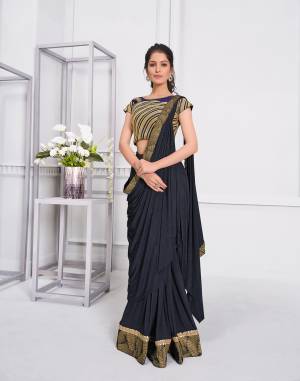 Beautiful Designer Heavy Work Lycra Saree with Blouse