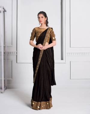 Beautiful Designer Heavy Work Fancy Lycra Saree with Blouse