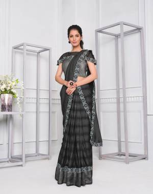 Beautiful Designer Heavy Work Fancy Lycra Saree with Blouse