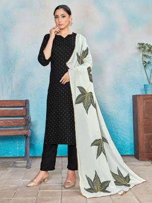 Beautiful Designer Foil Print Work Rayon Readymade Kurta Pant Dupatta