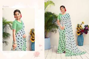 Printed with Border Work Georgette Saree