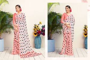 Printed with Border Work Georgette Saree