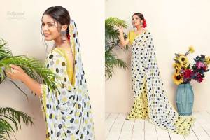 Printed with Border Work Georgette Saree