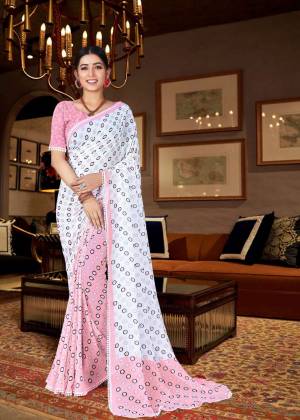 Printed with Border Work Georgette Saree