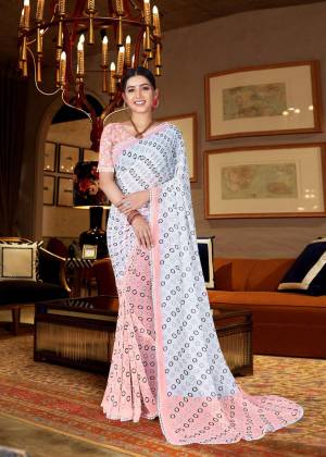 Printed with Border Work Georgette Saree