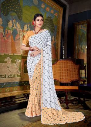 Printed with Border Work Georgette Saree