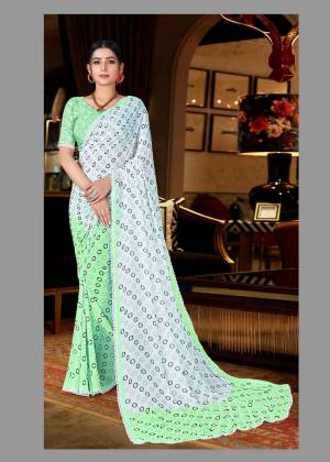 Printed with Border Work Georgette Saree