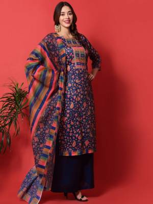 Allover Contrast Digital Kashmiri Print With Digital Printed Dupatta