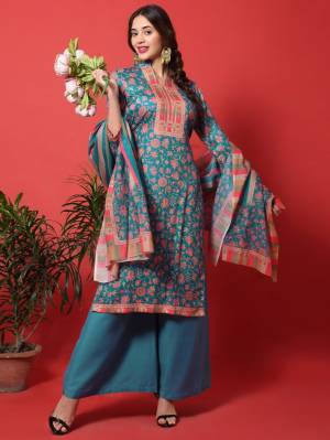 Allover Contrast Digital Kashmiri Print With Digital Printed Dupatta