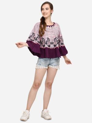Floral embroidery work khadi cotton fabric poncho is here
