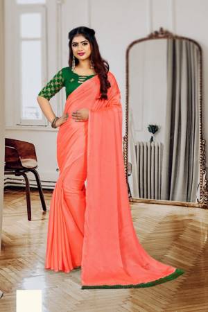Plain Chiffon Saree Come With Designer Contrast Blouse