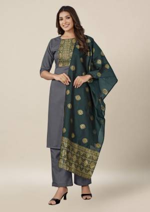 Most Beautifull Cotton Dress  Material Come With Banarasi Dupatta 