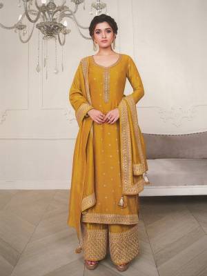 Silk Georgette Embroidery Work Palazzo Suit Set With Dupatta.