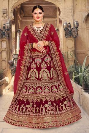 Velvet Fabricated Heavy Designer Embroidery Work Lehenga Collection