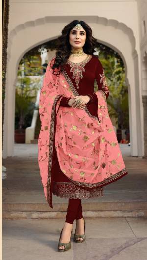 Satin Georgette Embroidery Suit